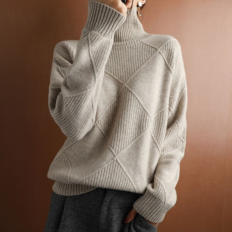 Turtleneck Cashmere Loose Cardigan