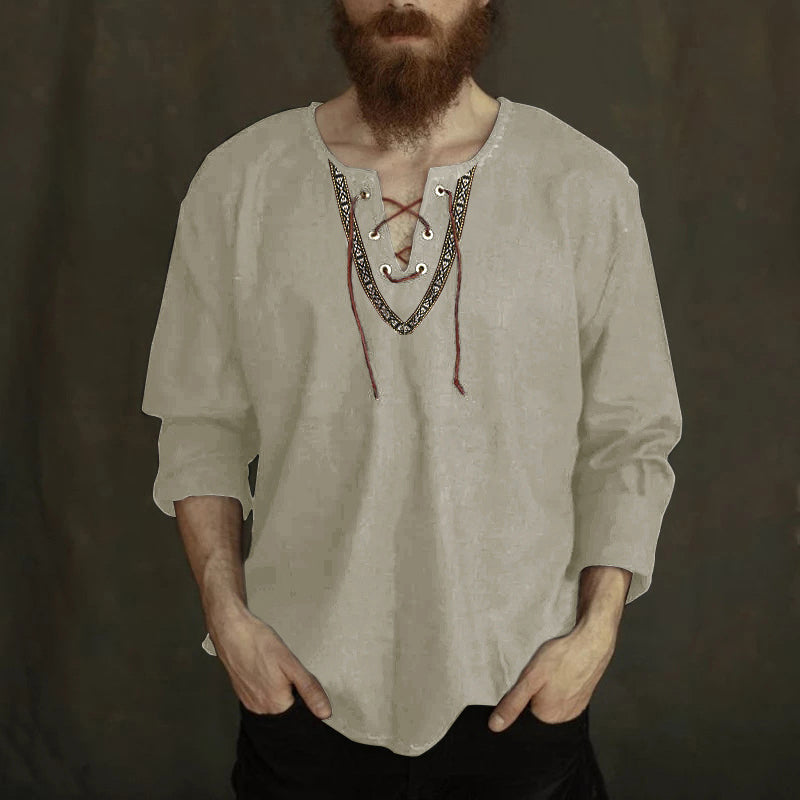 Drawstring V-Neck Shirt