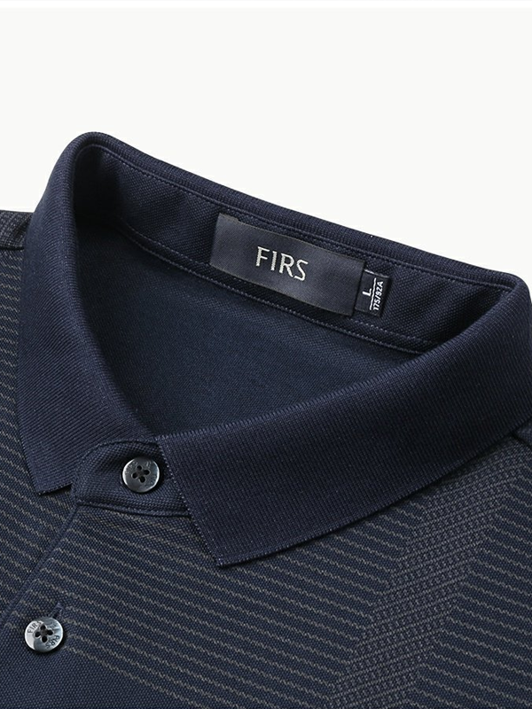 Men's Geometric Print Long Sleeve Lapel Polo Shirt