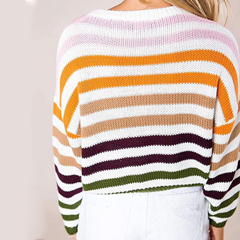 Striped Colorblock Pullover Sweater