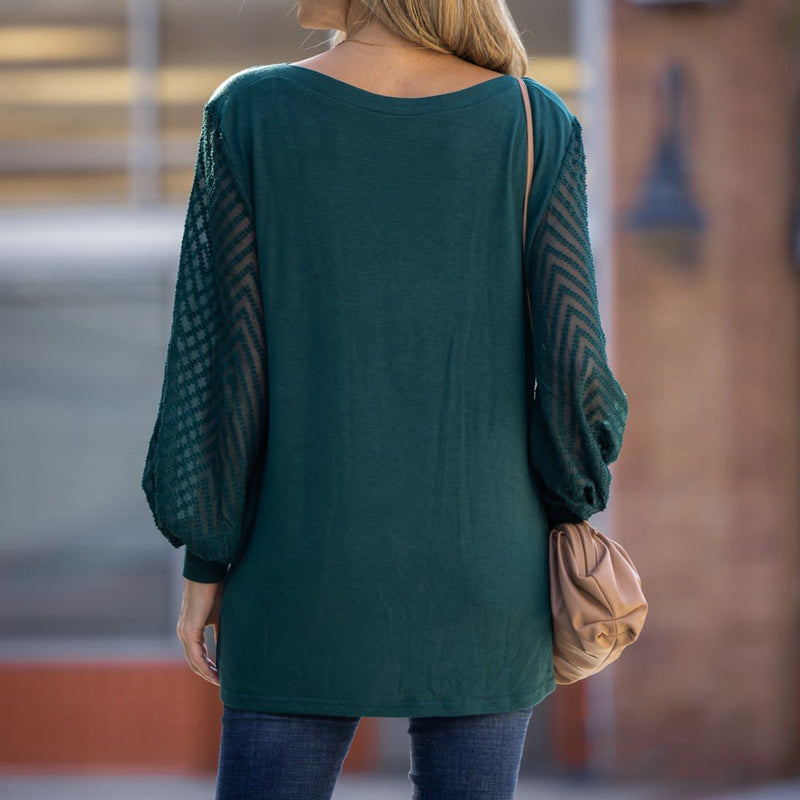 Balloon Sleeve Mesh Top