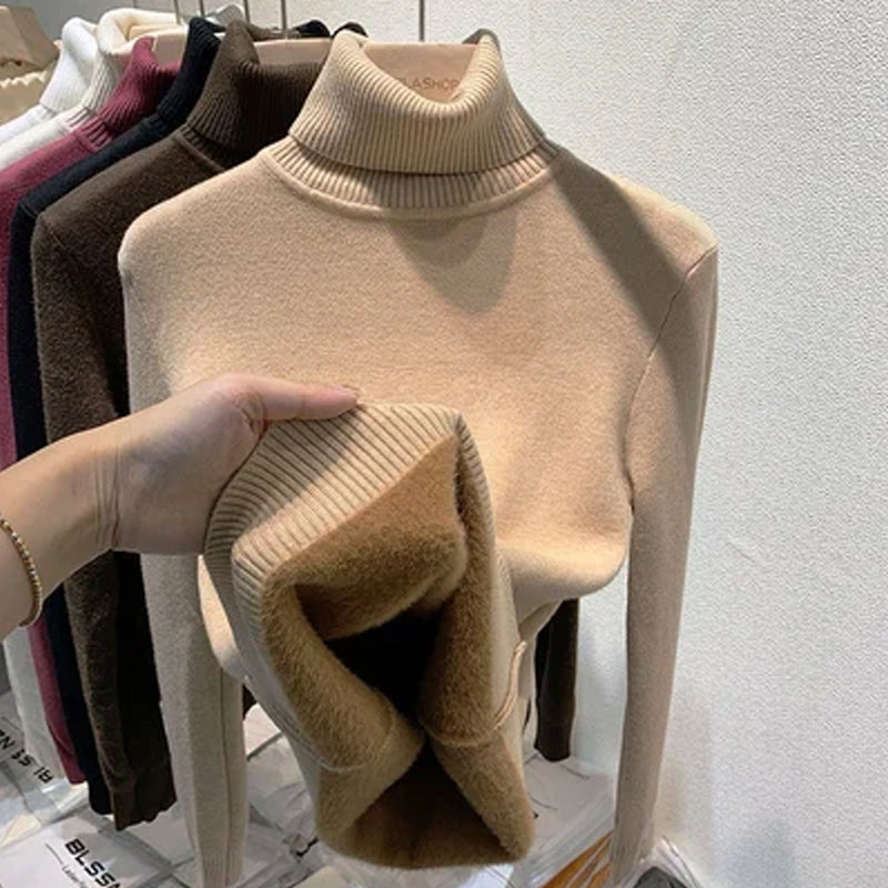 Winter Fleece Thick Knitted Bottoming Sweater