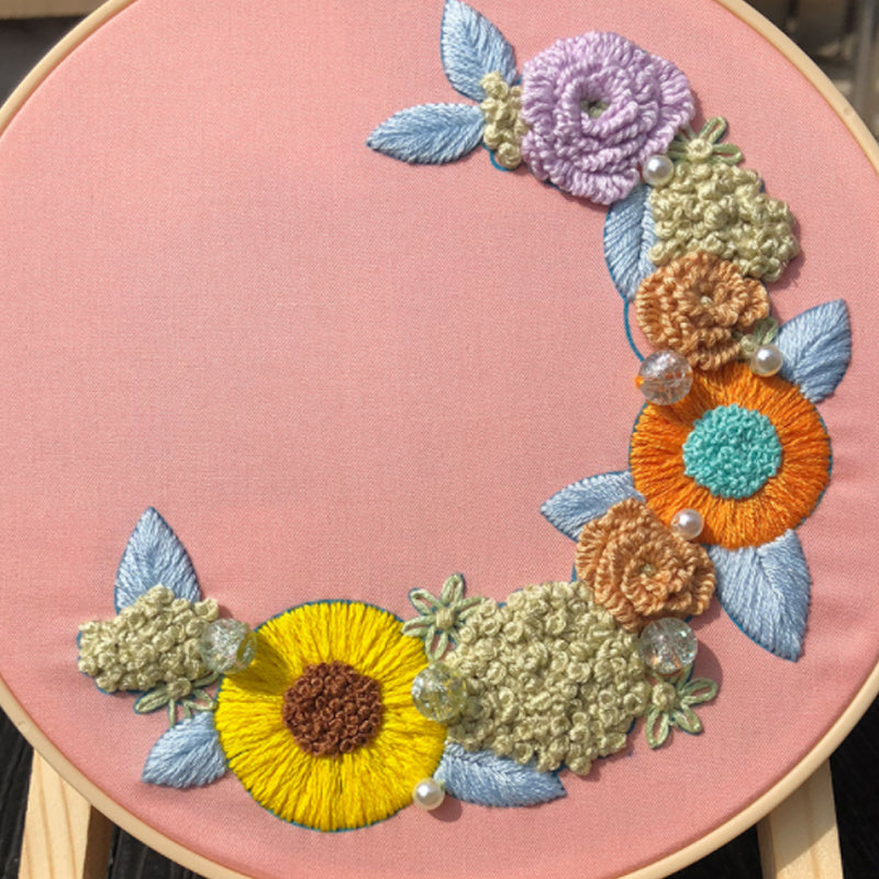 Colorful floral embroidery craft kits