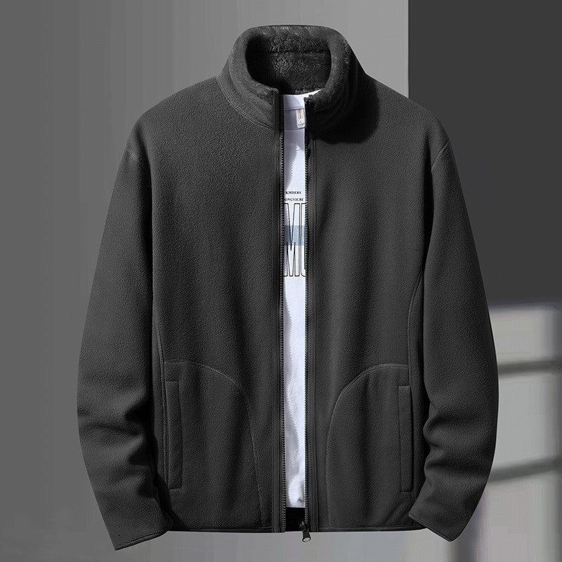 Fleece Stand Collar Reversible Sweatshirt