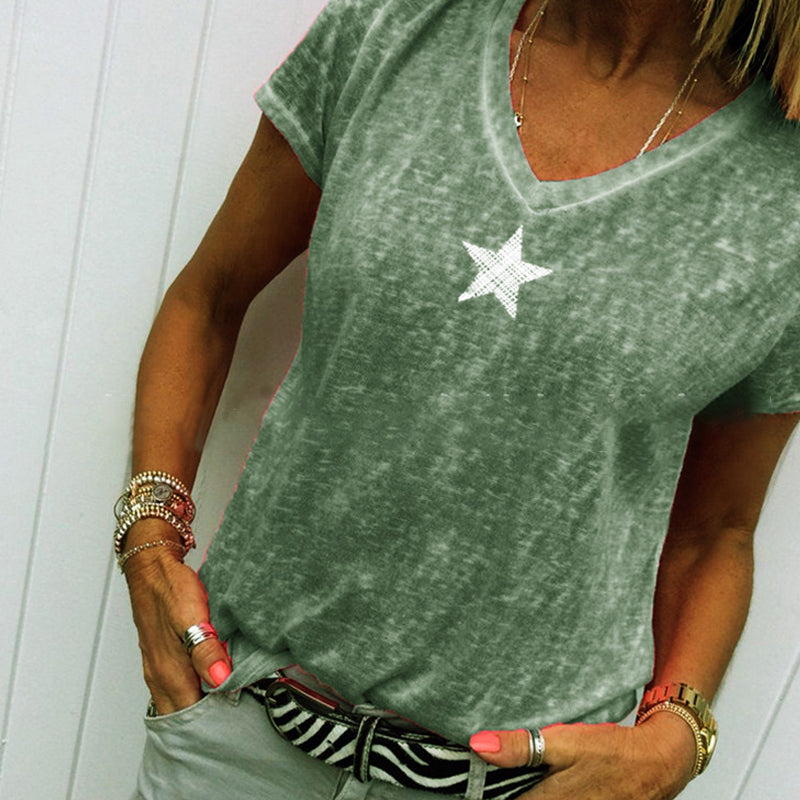 V-neck Pentagram T-shirt