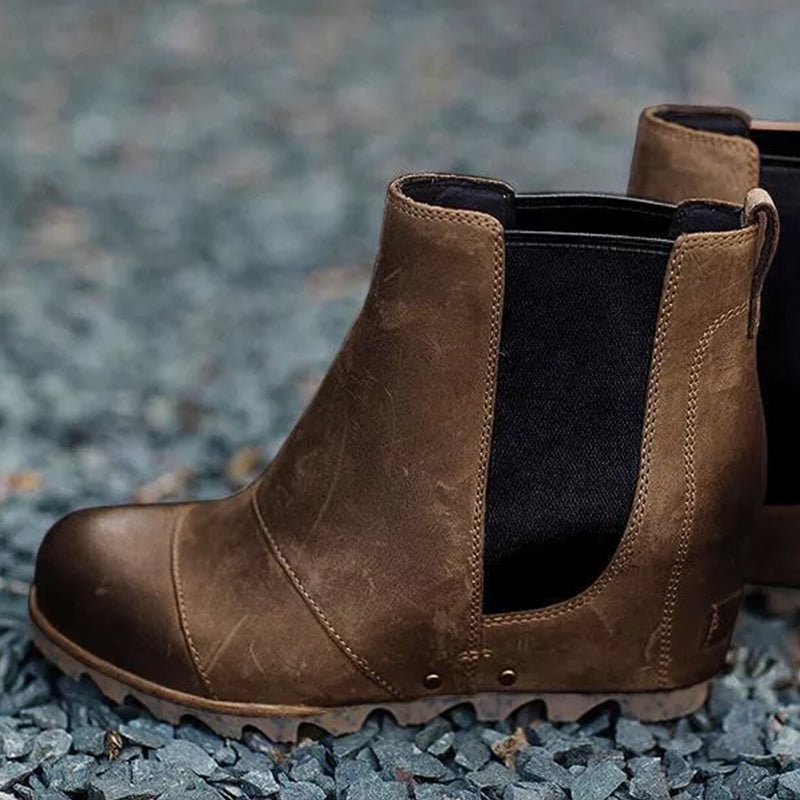 Thick-soled Elasticated Vintage Booties