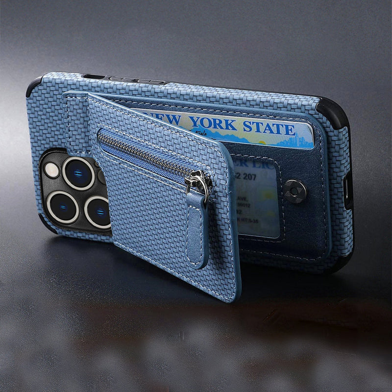 Magnetic Zipper Wallet Cover With Credit Card Holder