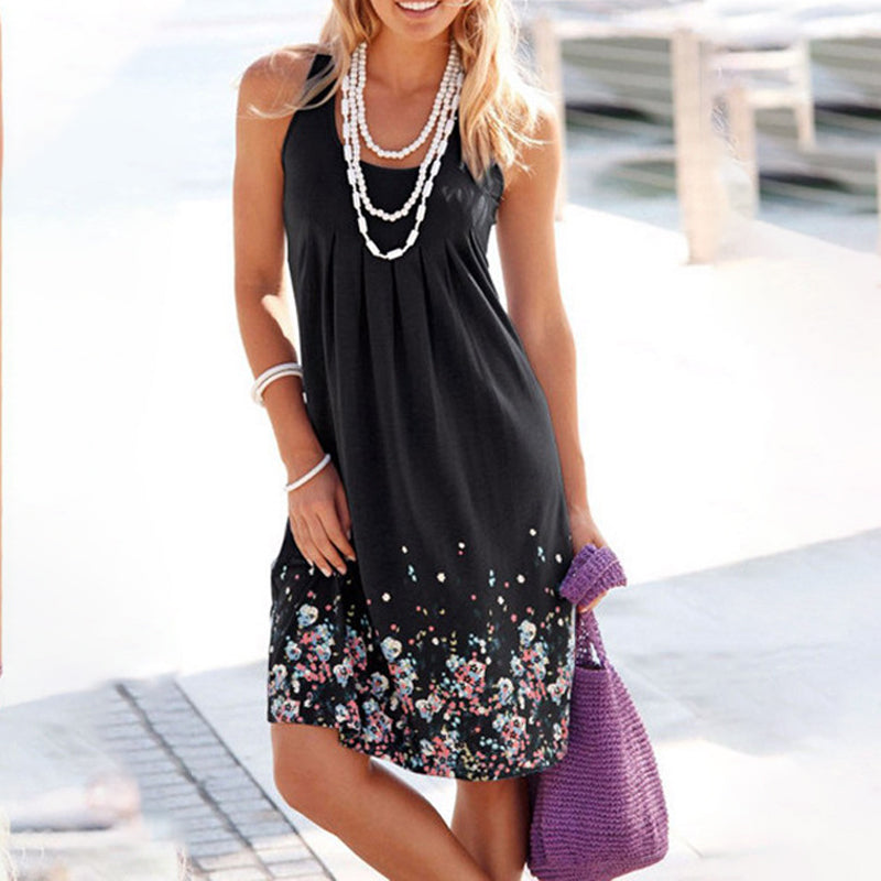 Sleeveless Printed Loose Dress