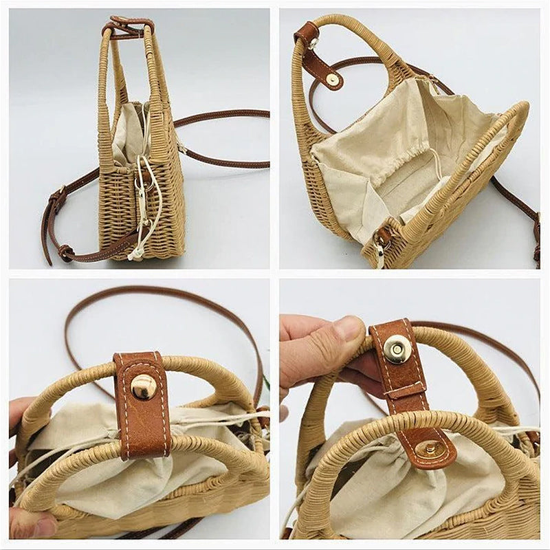 RATTAN STRAW MINI CROSSBODY BAG