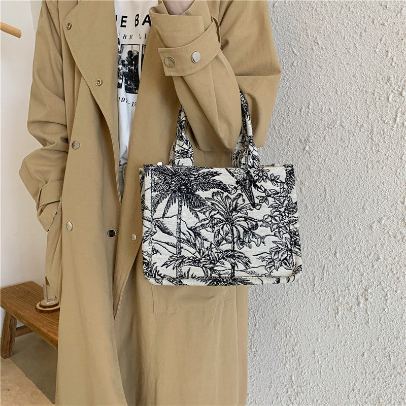 JACQUARD EMBROIDERY SHOULDER BAG