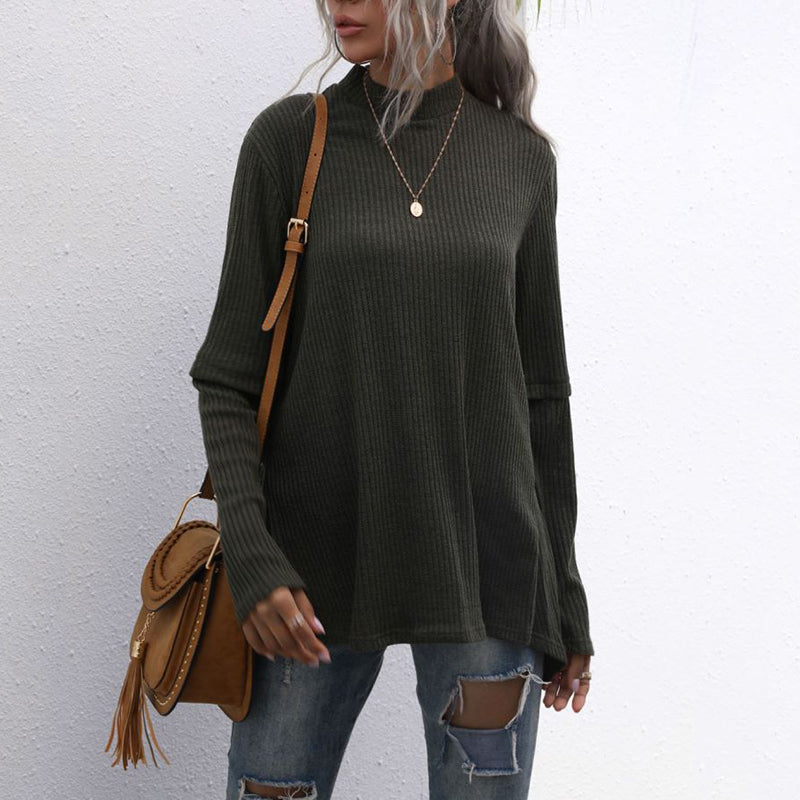 Women's autumn irregular stitching knitted sweater