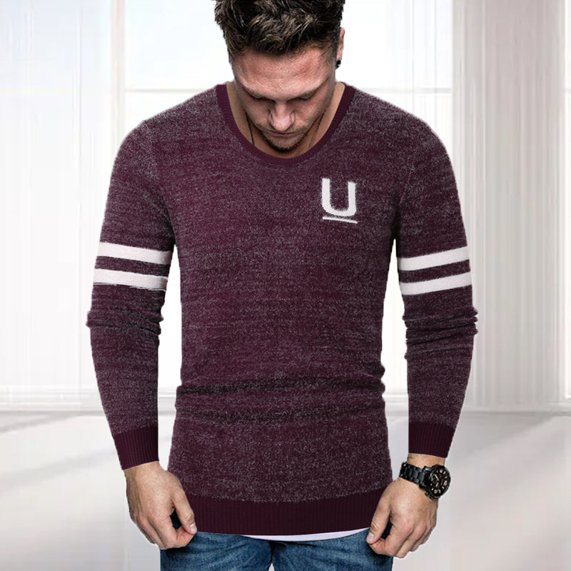 Men's Striped Letter Sweater