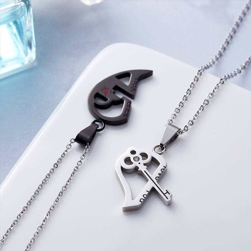 Puzzle Heart Couple Necklace