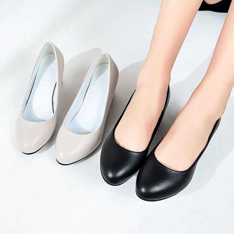 Comfortable Chunky Heel  Leather Shoes