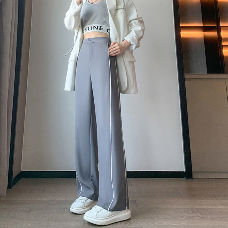 Side Stripe High Waist Wide Leg Pants