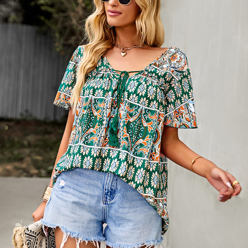 Women's Bohemian Print Top
