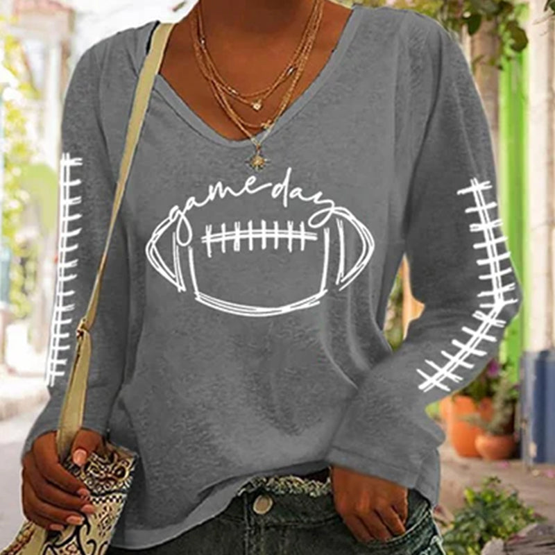 Women's Gameday Football Lover Casual Long-Sleeve T-Shirt