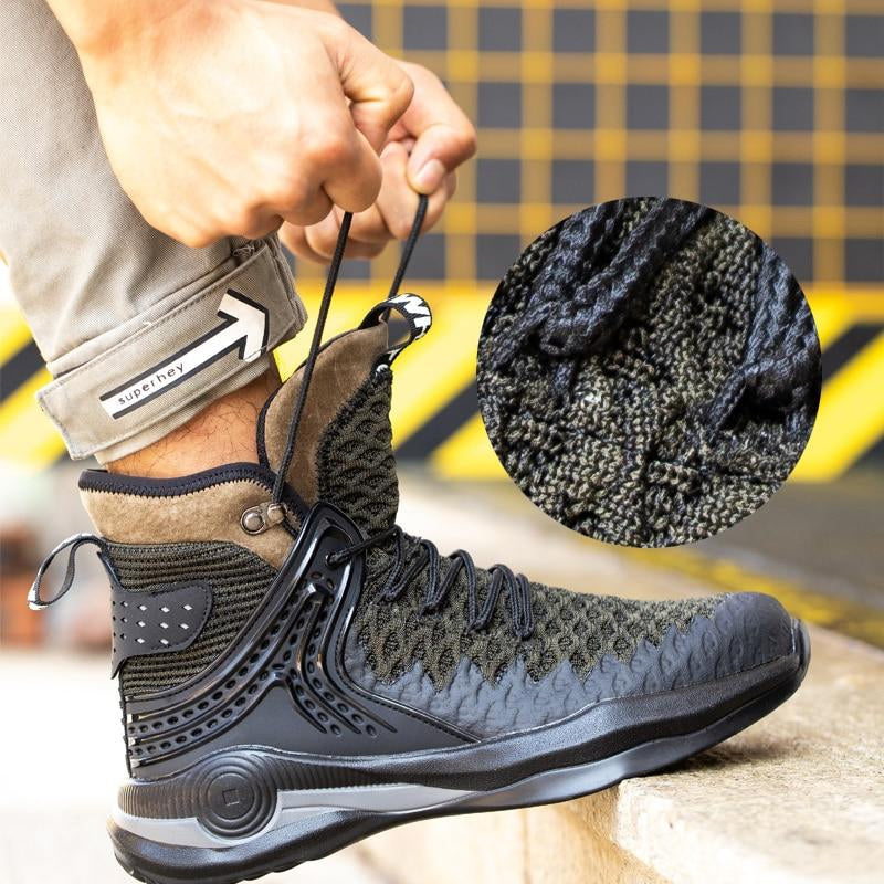 Men's Large Size Breathable High-top Safety Shoes
