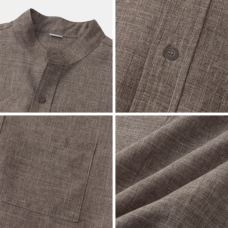 Stand Collar Solid Color Shirt