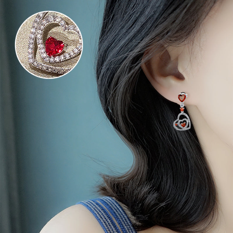 Double Heart Stud Earrings