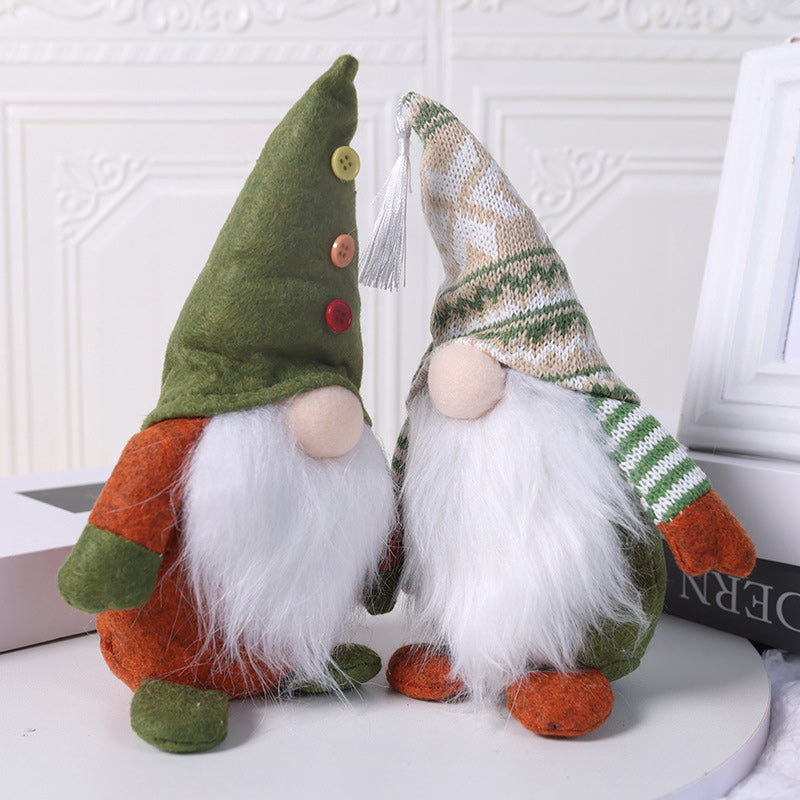 Christmas Green Faceless Old Man Elf Figurine