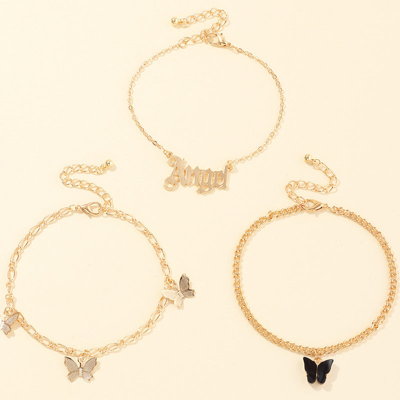 Angel Butterfly Anklet 3 Piece Set