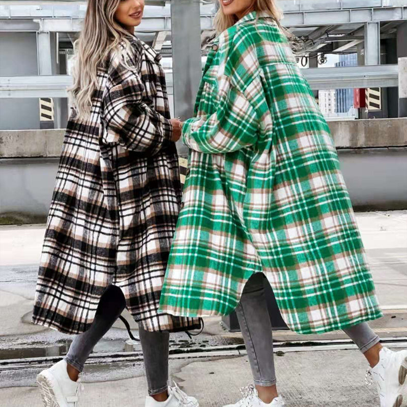 Women Plaid Lounge Shirt Coat