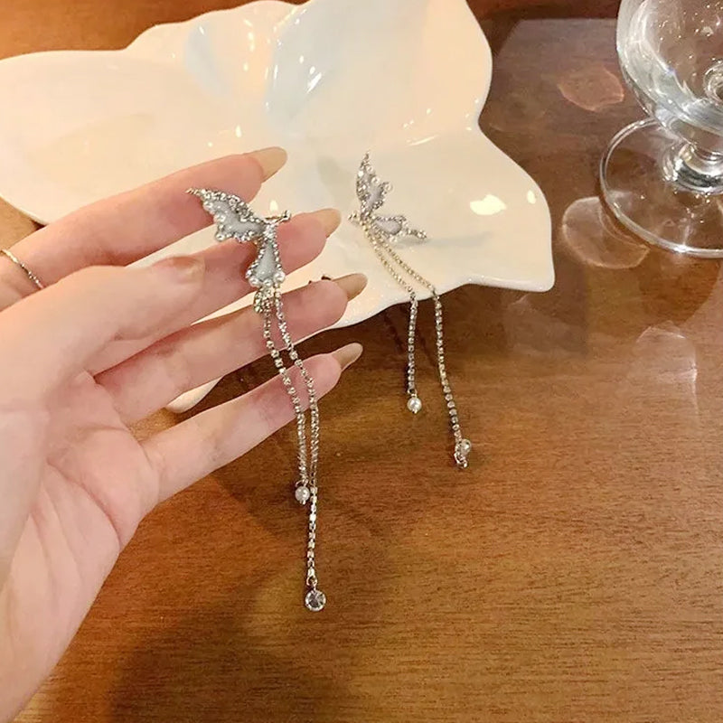 Elf Butterfly Diamond Tassel Earrings