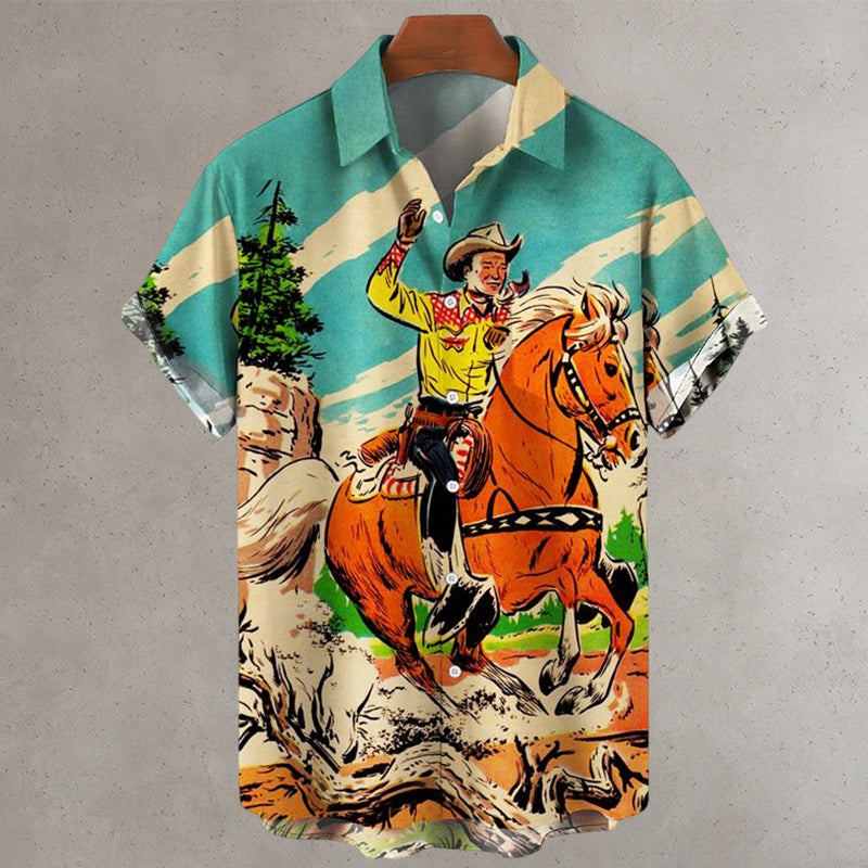 Men's Retro Print Shirt