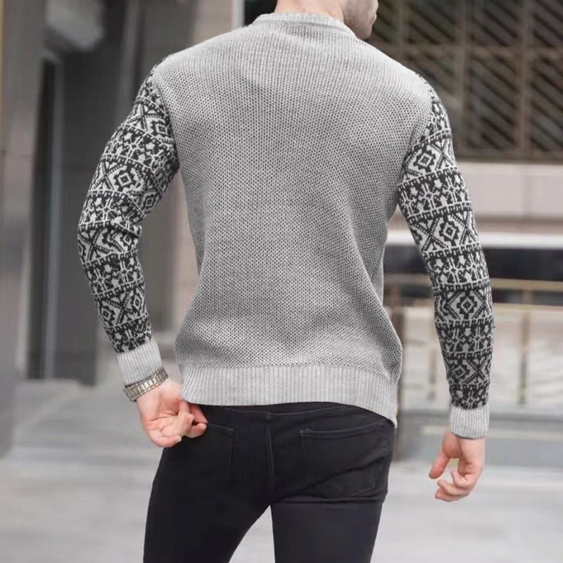 Men's Knitted Waffle Plaid Slimming Top