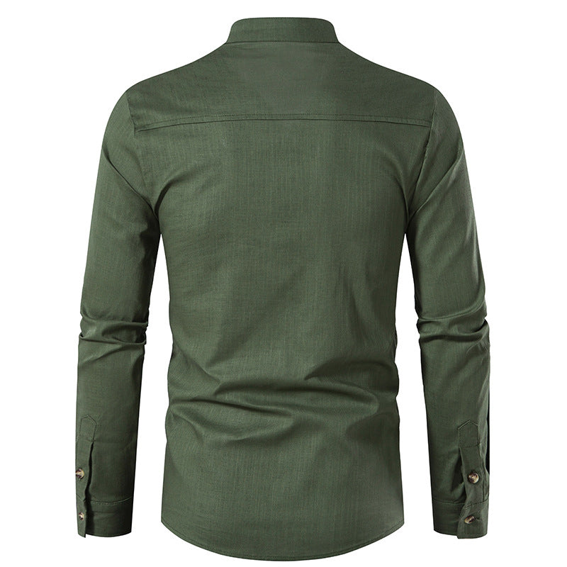 Linen Long Sleeve Cotton Slim Fit Shirt