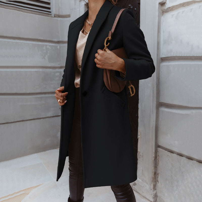 Lapel Button Wool Coat