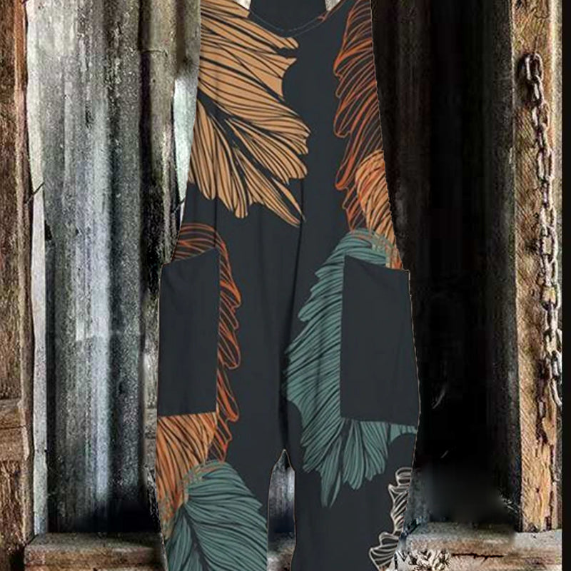 Casual Leaf Print Comfortable Jumpsuit