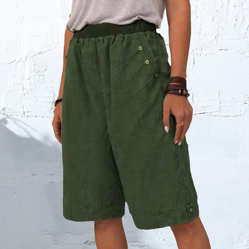 Solid Color Cotton and Linen Pants