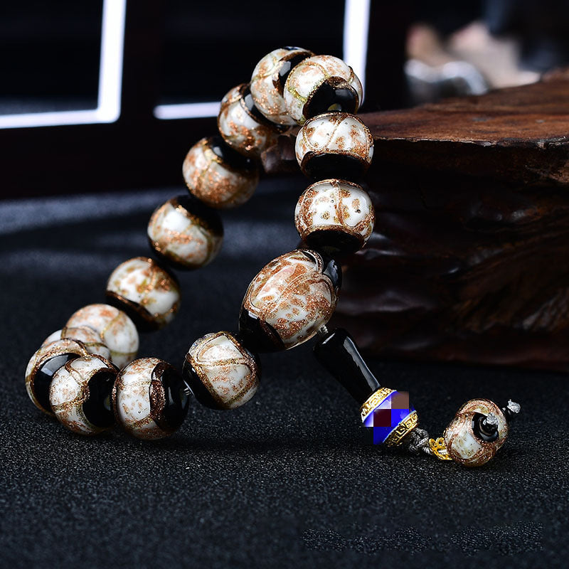 Incense Grey Glazed Beads Bracelet
