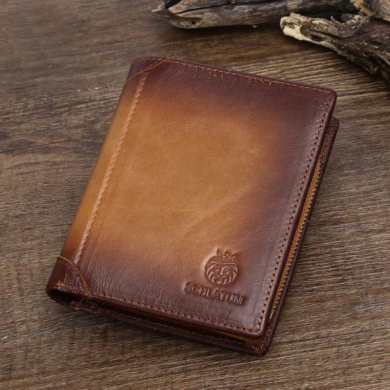 Men's Leather Bifold Wallet with Anti-theft RFID Blocking