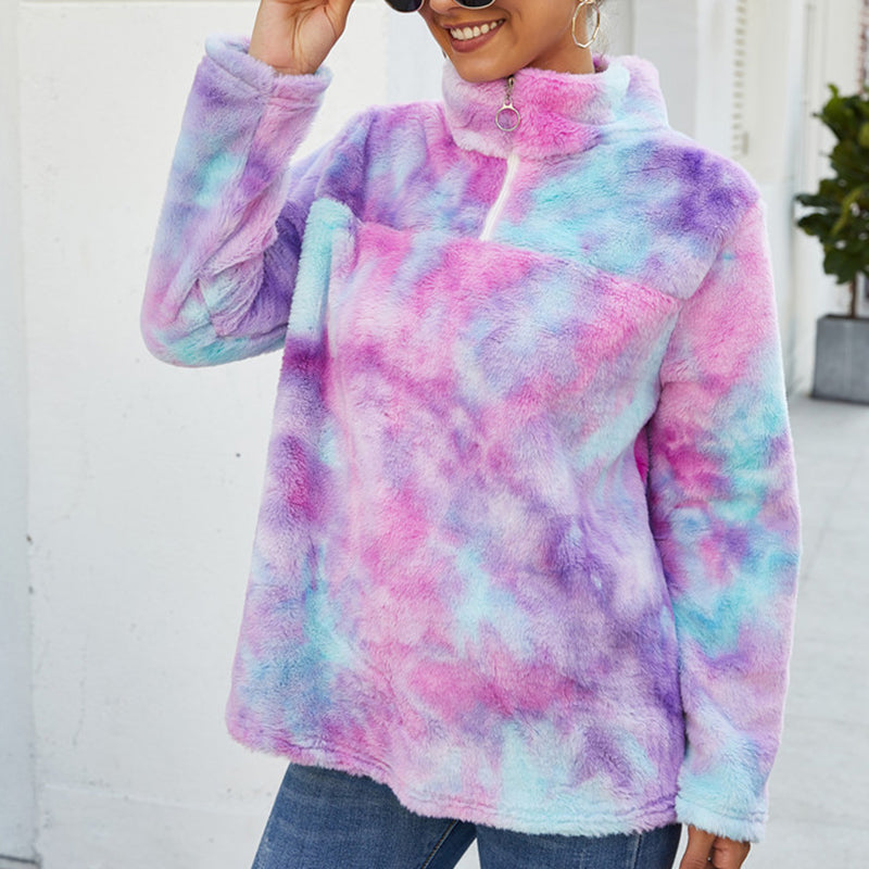 Rainbow Gradient Plush Jacket