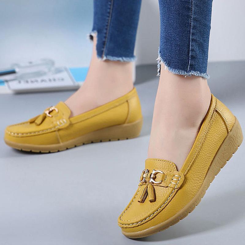 Women’s Leather Loafers Breathable Slip on Driving Shoes