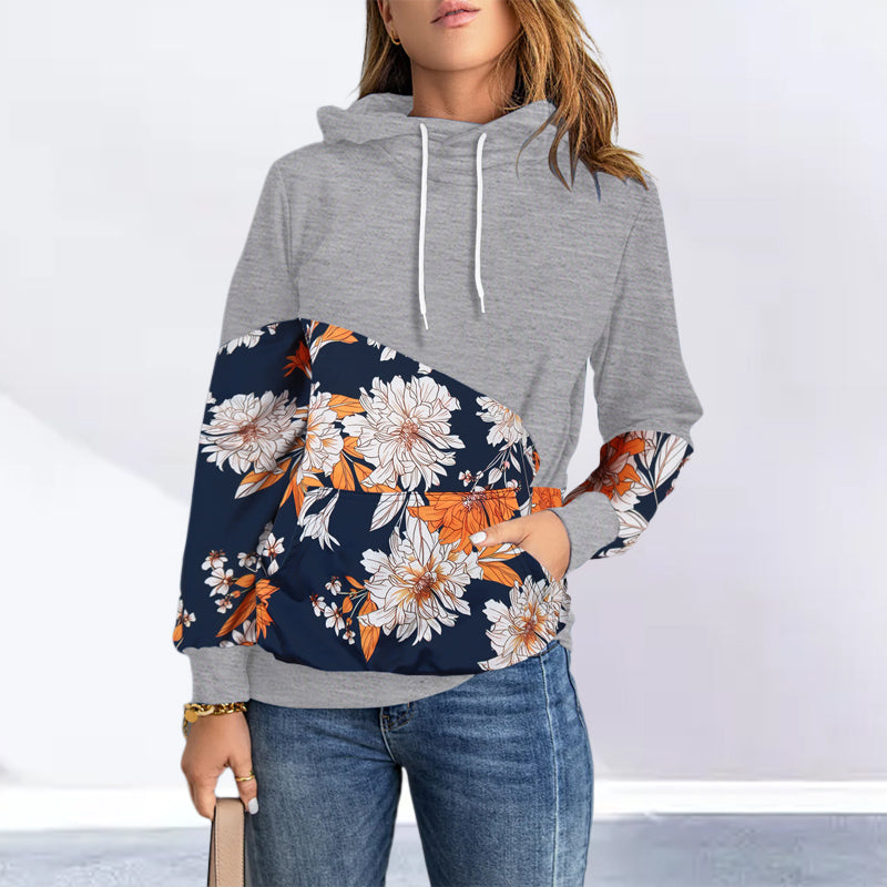 High Neck Fashion Hooded Long Sleeve Sweatshirt