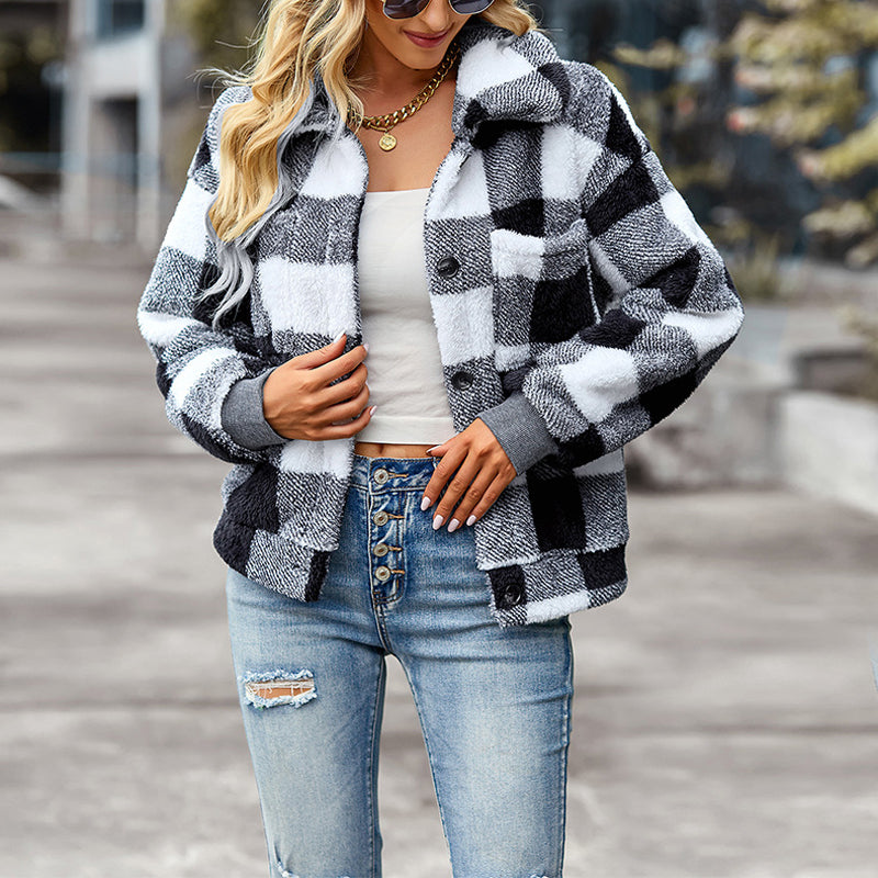 Plaid Thick Fleece Coat