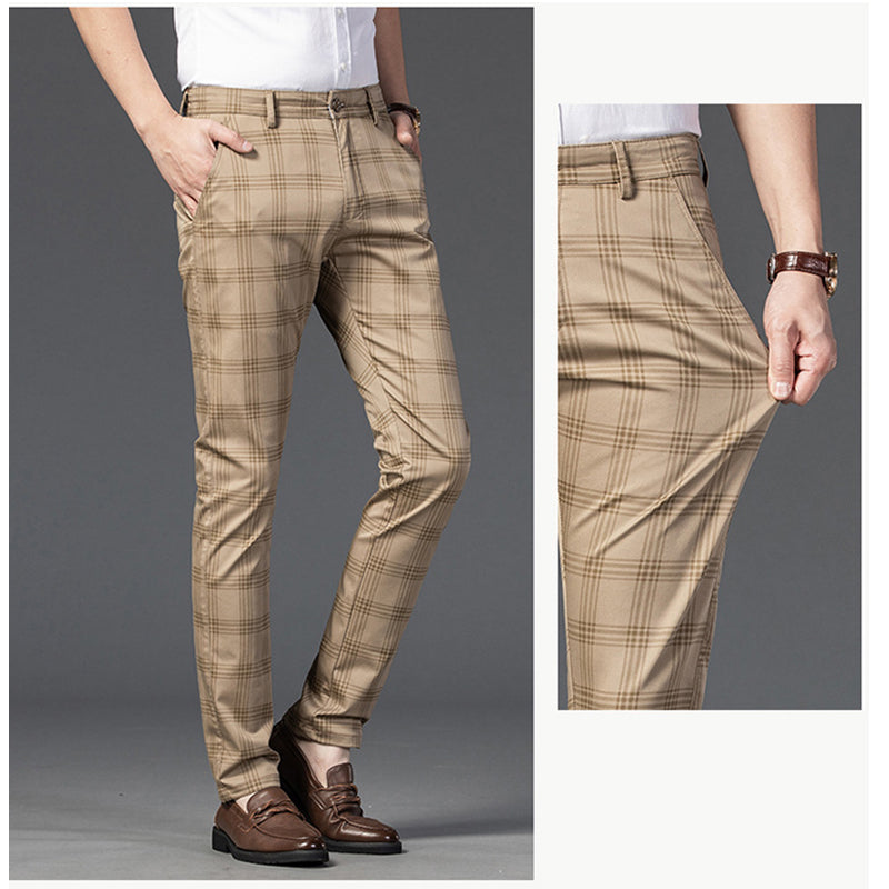 Men casual plaid straight Pants