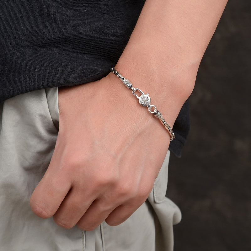 Sterling Silver Vajra Byzantine Chain Bracelet
