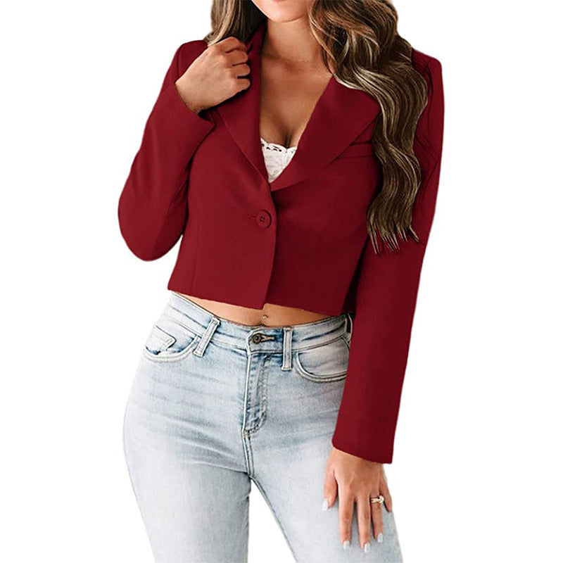 One Button Solid Color Professional Suit