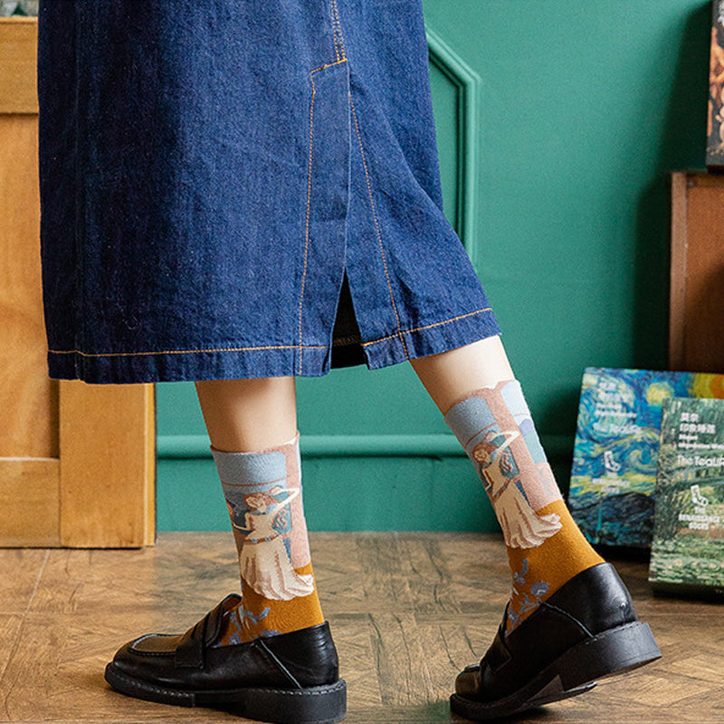 Oil Painting Style Abstract Style Socks