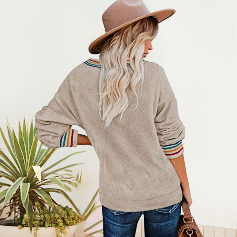 Women's Solid Color Round Neck Loose Sweatshirt