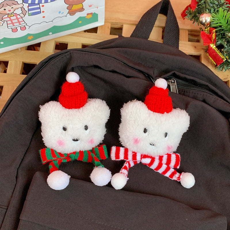 Plush Bear Christmas Brooch