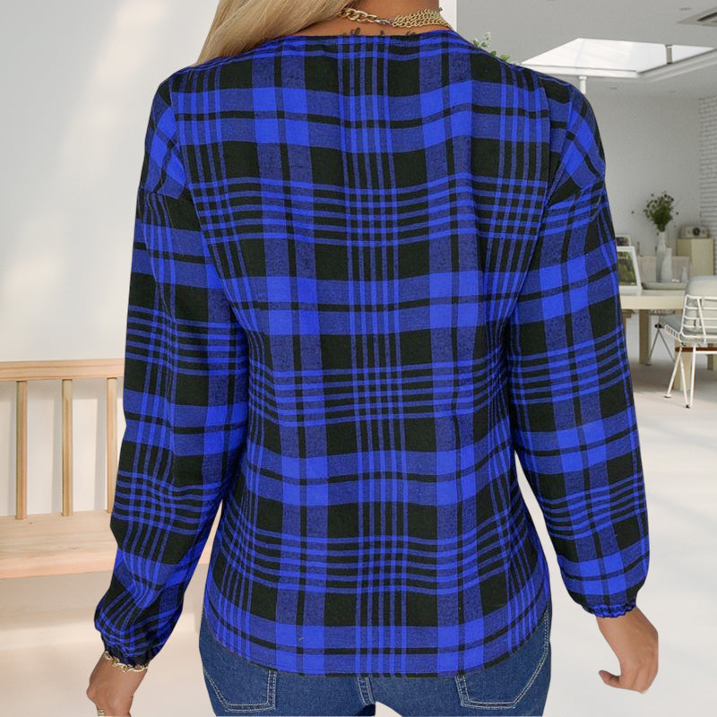 Women's V-Neck Check T-Shirt