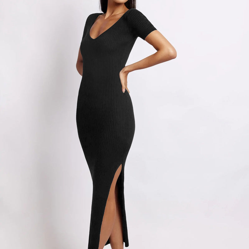 Sexy Crew Neck Tight Slit Long Dress