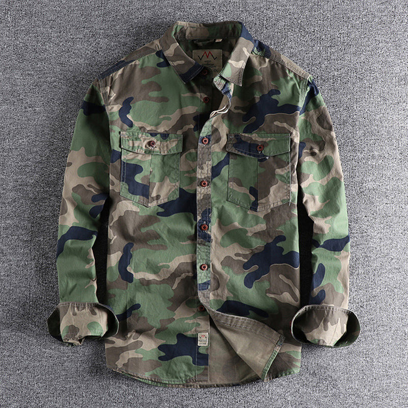 Men's Long Sleeve Camouflage Print Work Shirt