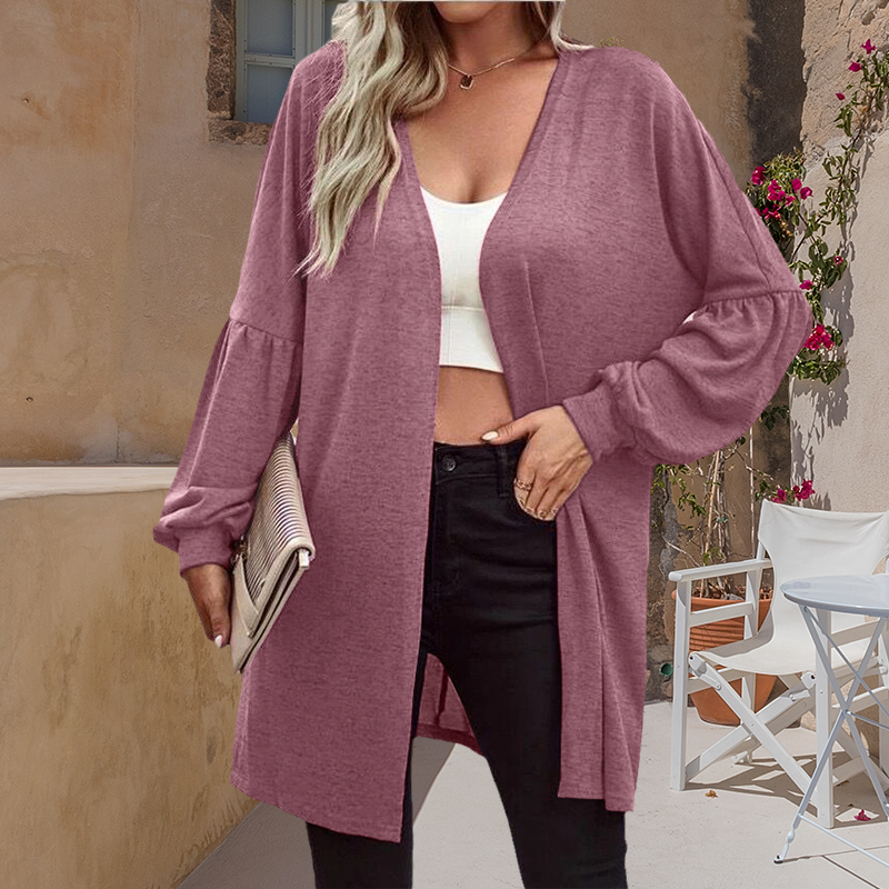 Solid Color Long Sleeve Cardigan